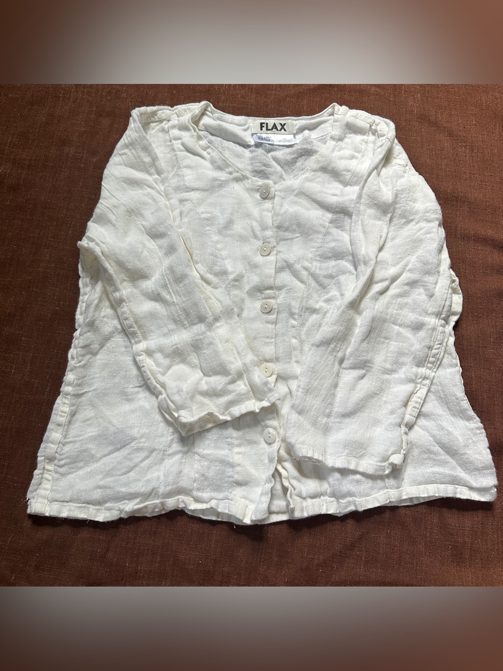 FLAX Cream Button-Front Linen Top